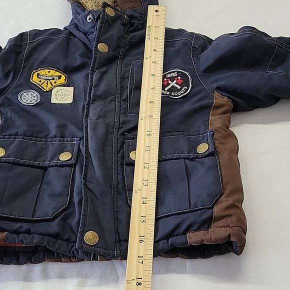 Oshkosh B’gosh Navy Blue Hooded Jacket Winter Coat Full Zip Kids Boys 3T - Picture 10 of 10